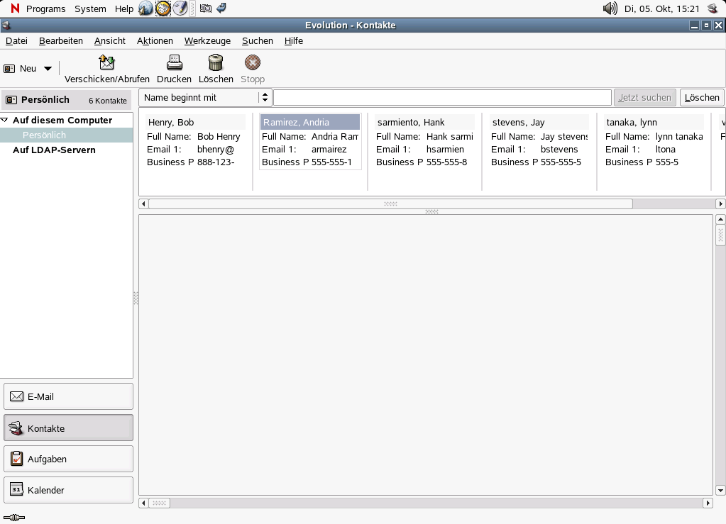 Evolution Kontaktlisten-Fenster