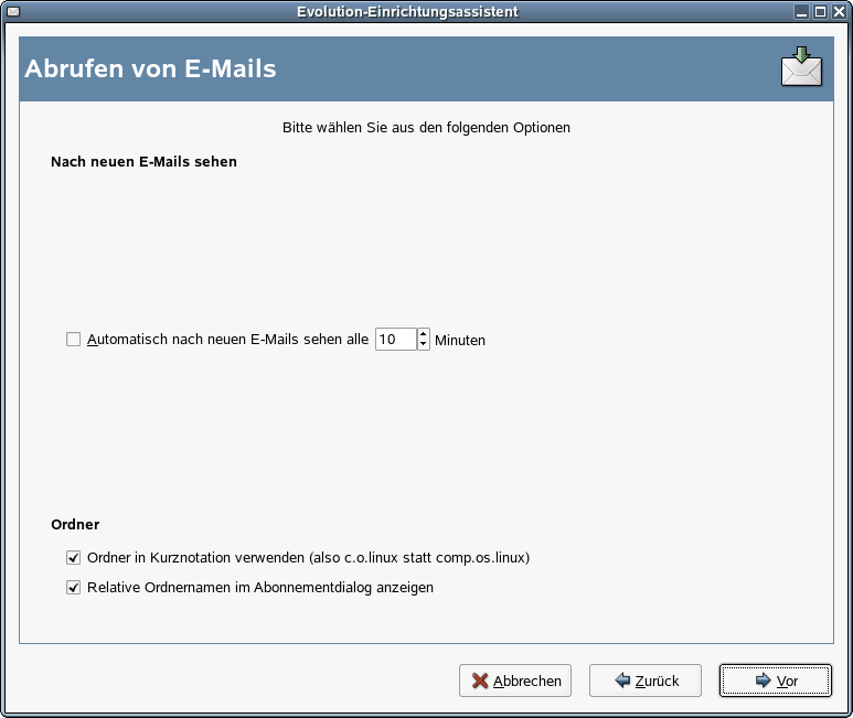 Empfangsoptionen fr USENET-News