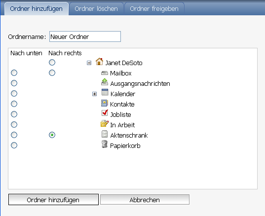 Layout „Ordner verwalten“