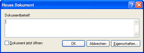 Dialogfeld „Neues Dokument“ 										