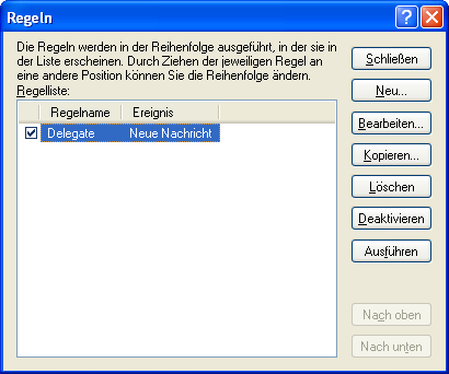 Dialogfeld „Regeln“ 								