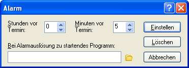 Dialogfeld "Alarm"
