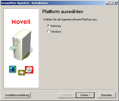 Seite "Plattform auswählen"