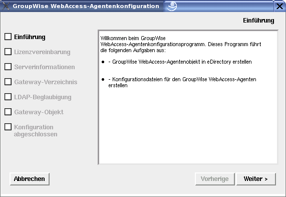 Konfigurationsprogramm des WebAccess-Agenten