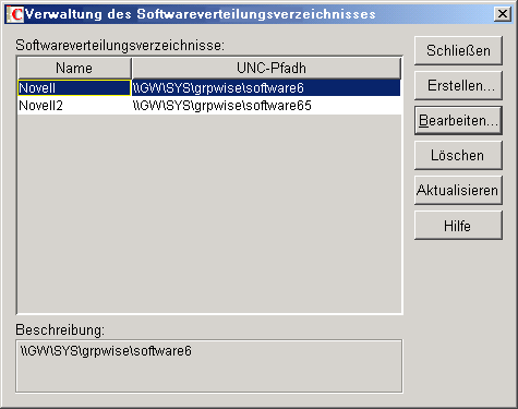 Dialogfeld "Verwaltung des Softwareverteilungsverzeichnisses"