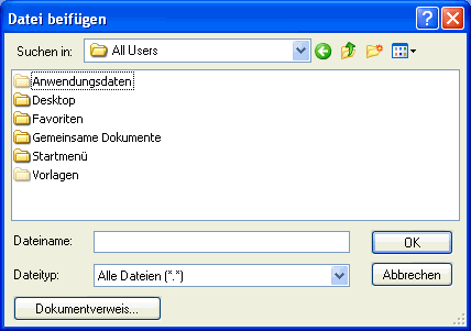 Dialogfeld "Datei beifgen"