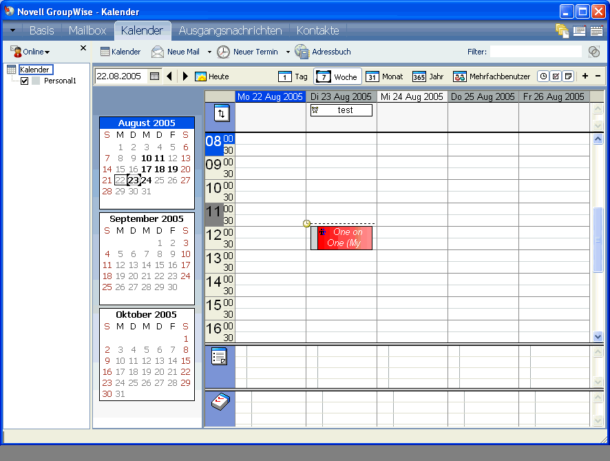 Kalender, Nachrichten mit Kategorien