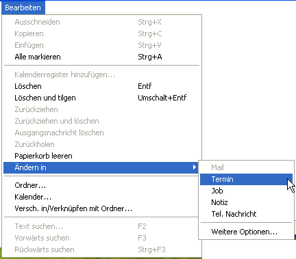 Layout "Mailbox", Untermen "ndern in" des Mens "Bearbeiten"