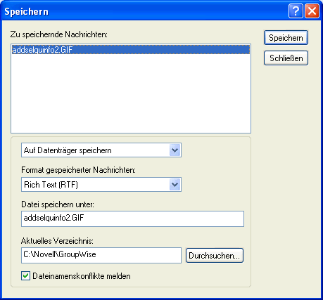 Dialogfeld "Speichern"