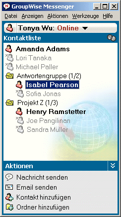 Hauptfenster von GroupWise Messenger