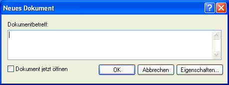 Dialogfeld "Neues Dokument"