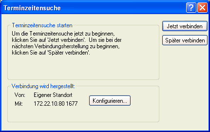 Dialogfeld "Terminzeitensuche" im Remote-Modus