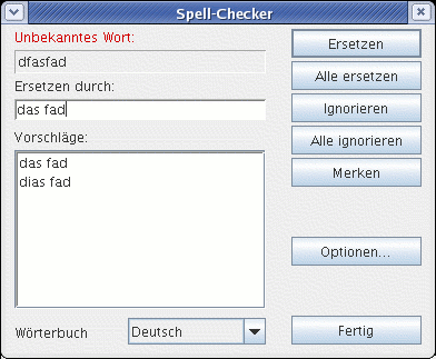 Dialogfeld "Schreibwerkzeuge"