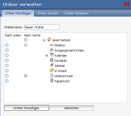 Layout "Ordner verwalten"