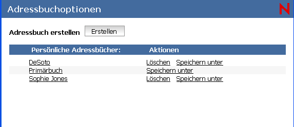 Dialogfeld "Adressbuchoptionen"