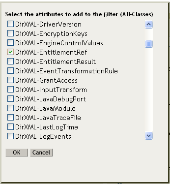 Beschreibung: Auswählen des Attributs „DirXML-EntitlementRef“