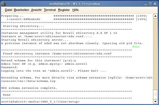 Wenn das Schema erweitert ist, ist die Installation abgeschlossen