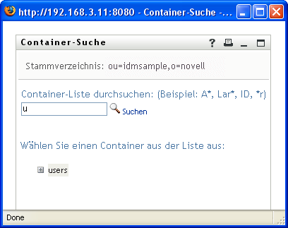 Ergebnisse der Container-Suche