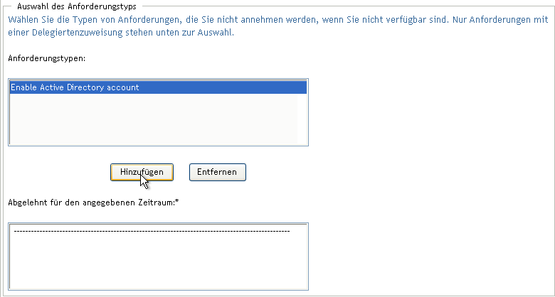 Auswahlliste für den Anforderungstyp 