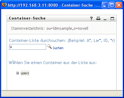 Ergebnisse der Container-Suche