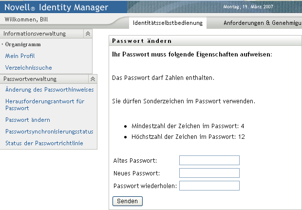 Seite „Passwort ändern“