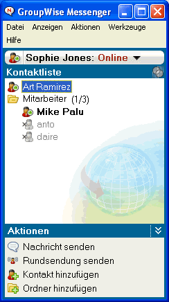 Hauptfenster von GroupWise Messenger