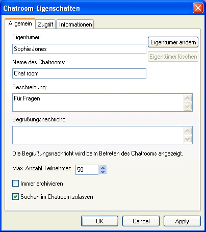 Dialogfeld fr Chatroom-Erstellung