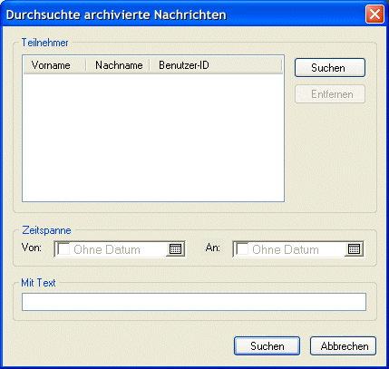 Dialogfeld "Durchsuchte archivierte Nachrichten"
