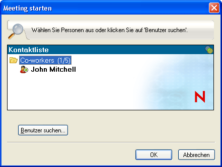 Fenster „Meeting starten“