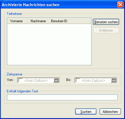 Dialogfeld „Archivierte Nachrichten suchen“