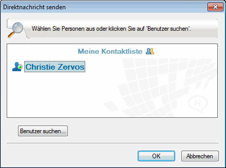 Dialogfeld „Direktnachricht senden“, Schaltfläche „Benutzer suchen“