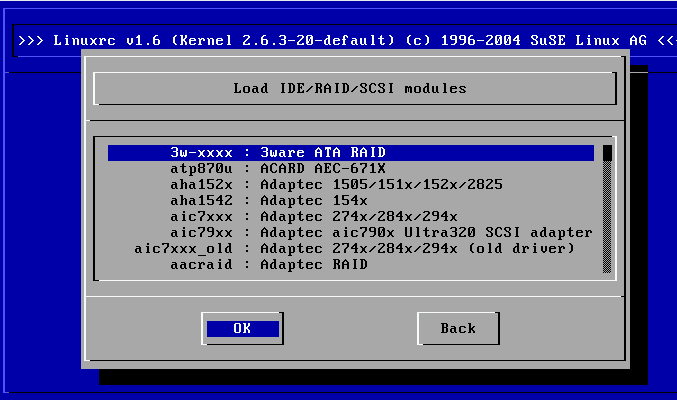 Selecting SCSI Drivers