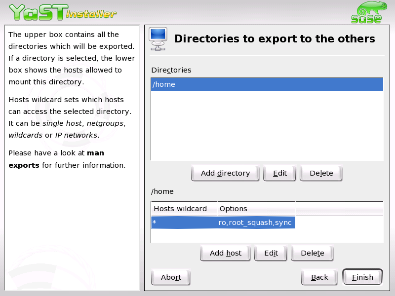 Configuring an NFS Server with YaST