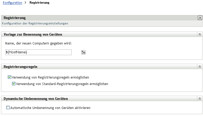 Seite "Registrierung"