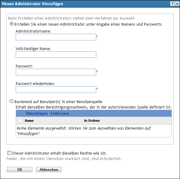Dialogfeld "Neuen Administrator hinzufügen"