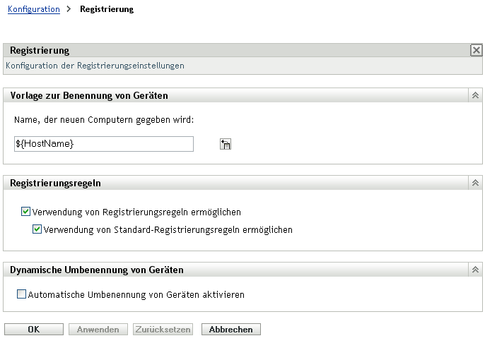 Seite "Registrierung"