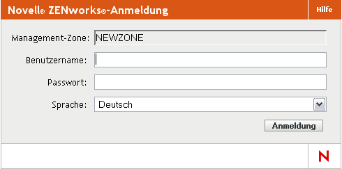 Dialogfeld "ZENworks-Anmeldung"