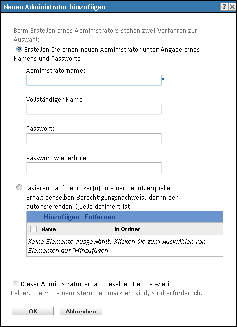 Dialogfeld "Neuen Administrator hinzufügen"