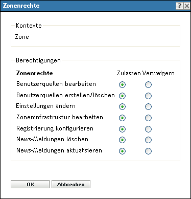 Dialogfeld "Zonenrechte"