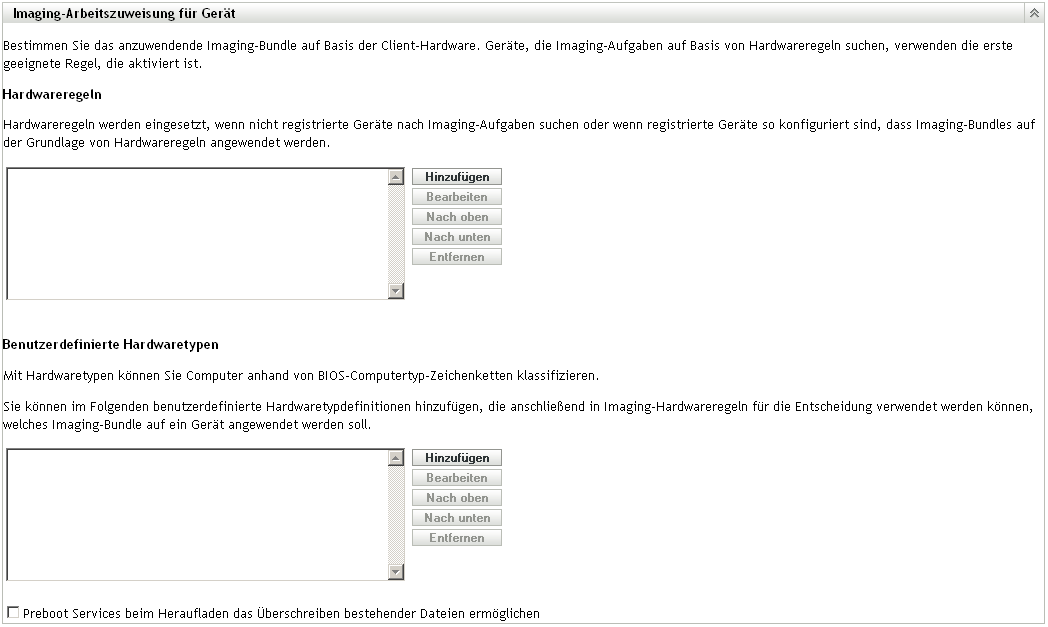 Bereich „Geräte-Imaging-Arbeitszuweisung“