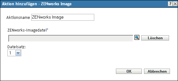 Aktion hinzufügen/bearbeiten - ZENworks-Image