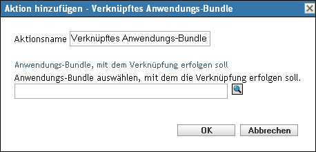 Aktion hinzufügen/bearbeiten - Verknüpftes Anwendungs-Bundle