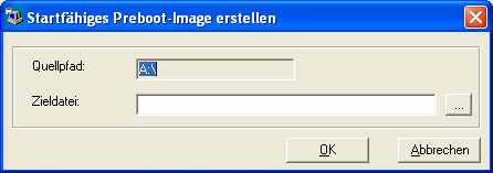 Dialogfeld „Create Preboot Bootable Image“ (Startfähiges Preboot-Image erstellen)