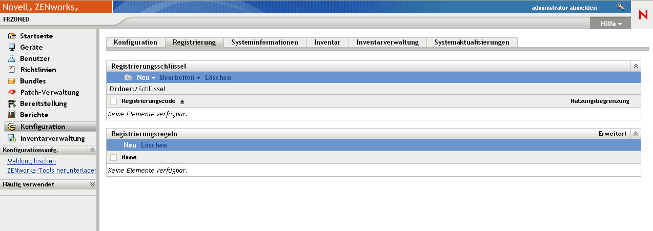 Seite Registrierung