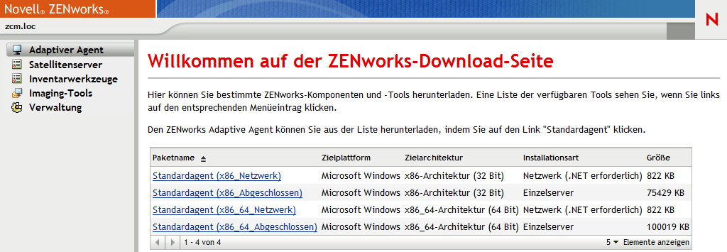 Seite ZENworks-Download