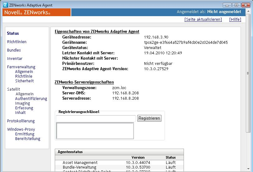 Eigenschaften von ZENworks Adaptive Agent