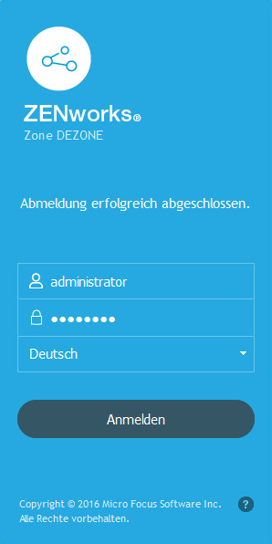 Dialogfeld „ZENworks-Anmeldung“