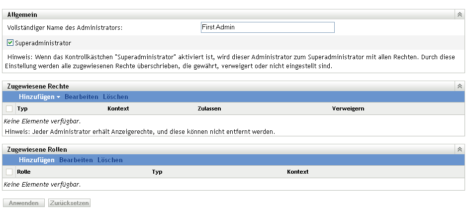 Details zum Administratorkonto