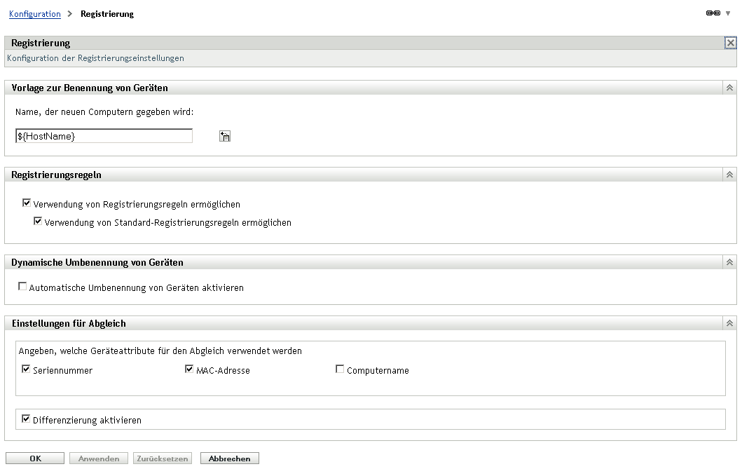 Seite „Registrierung“