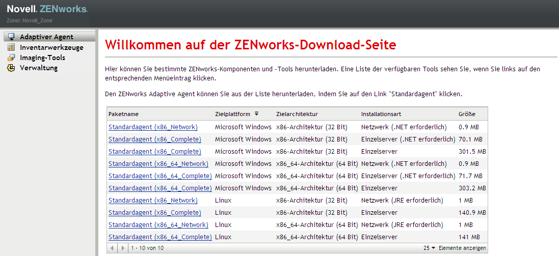 Seite „ZENworks-Download“